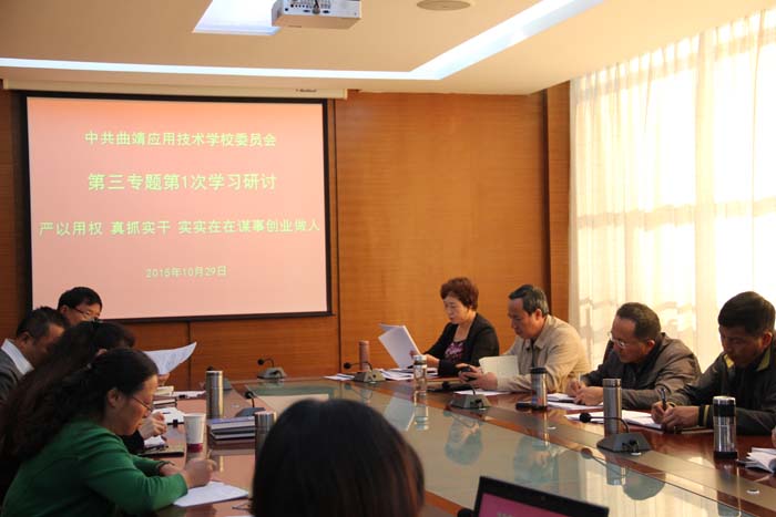 中共曲靖应用技术学校委员会开展&ldquo;三严三实&rdquo;专题教育第三专题第1次集中学习研讨